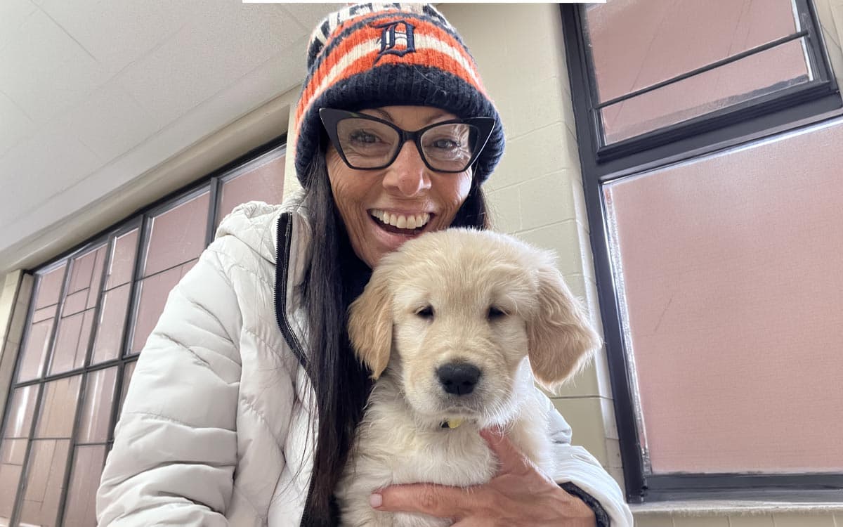 Tina meeting a dog before care begins