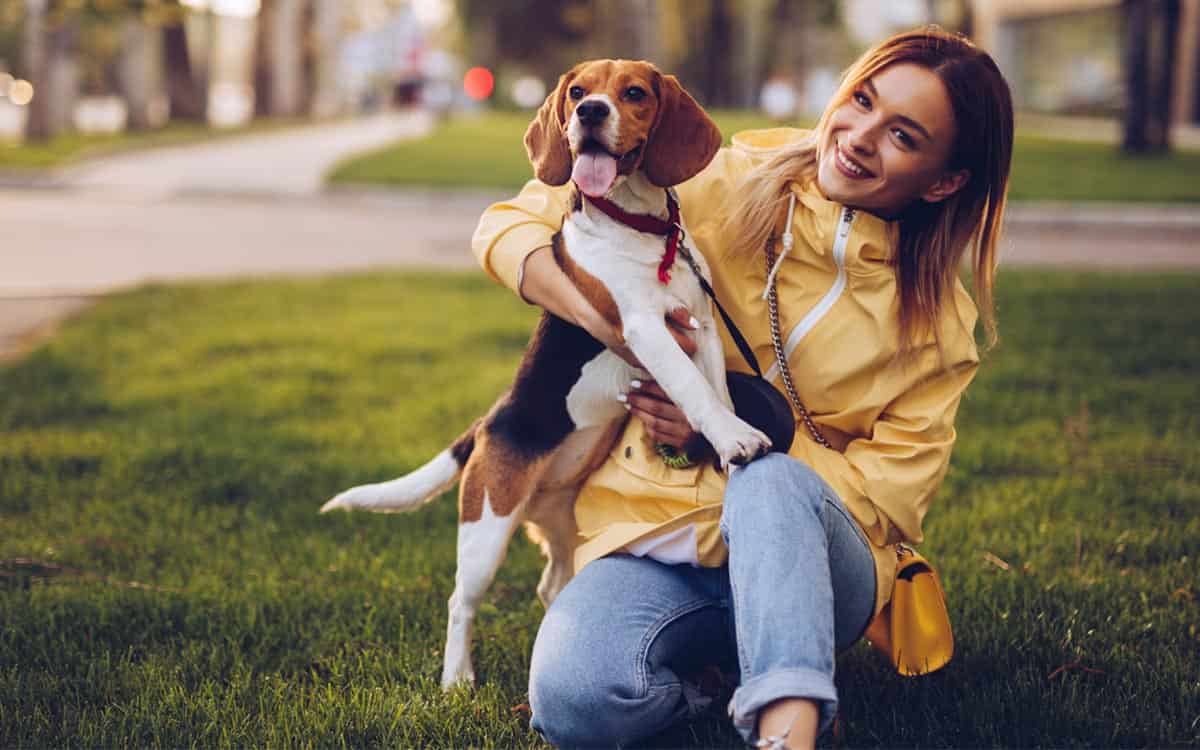 Tina giving a dog attentive personal care